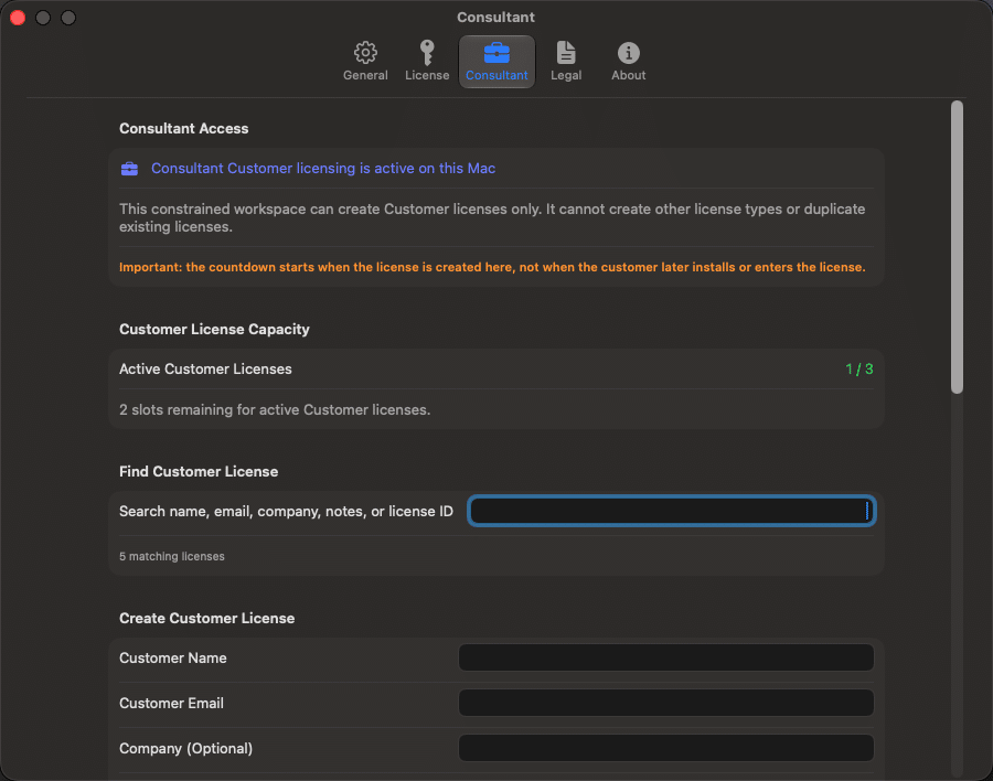 AppAudit Consultant - settings