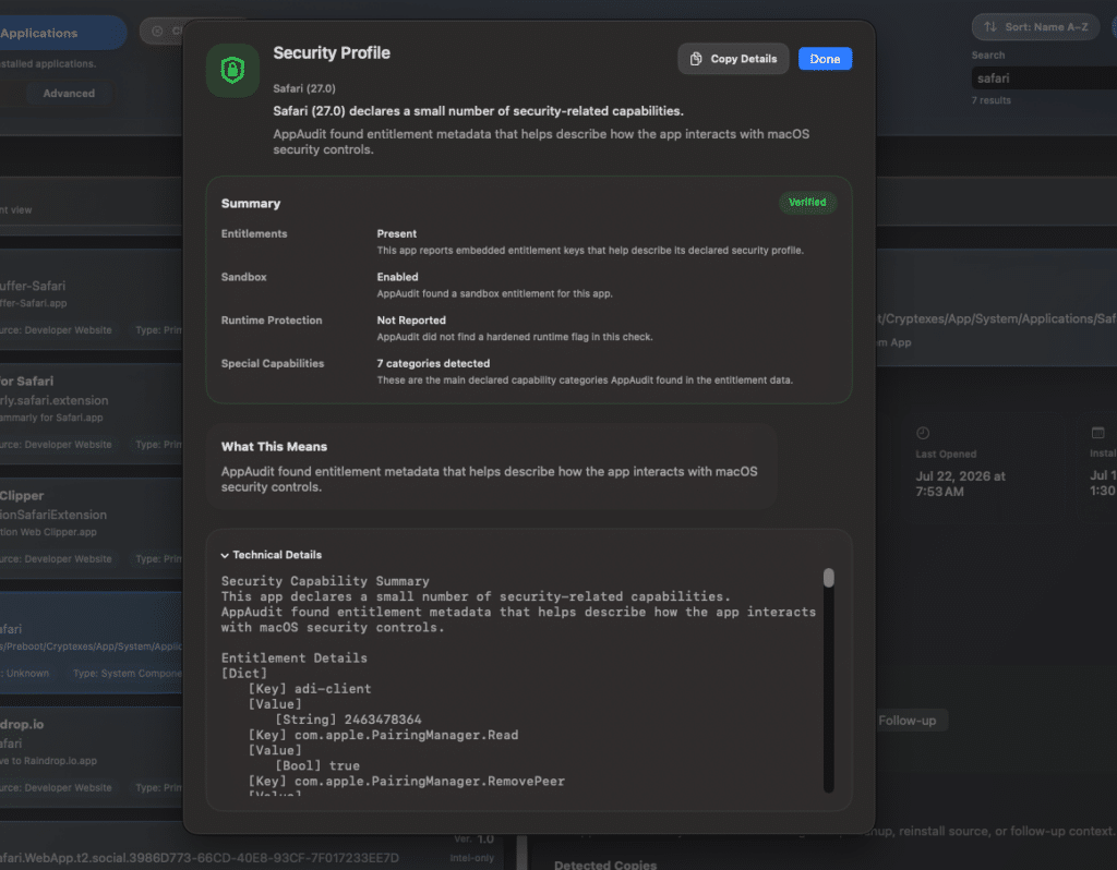 AppAudit Pro - security profile