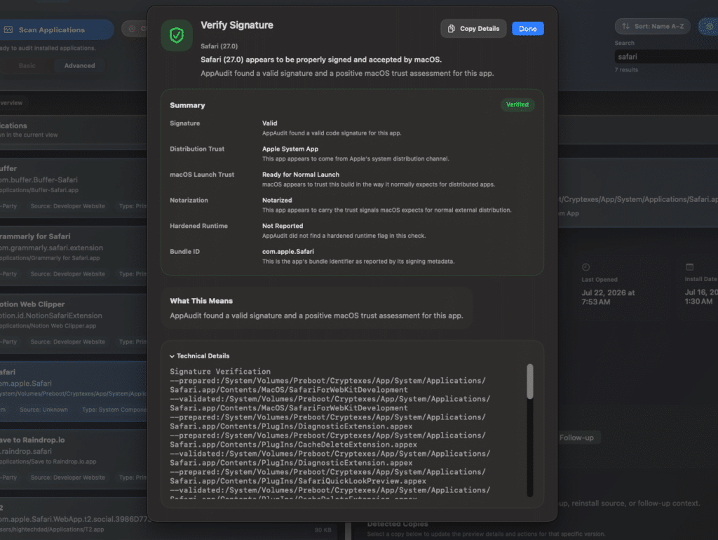 AppAudit Pro - verify signature