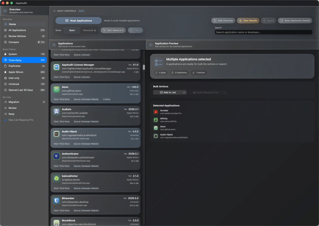 AppAudit - Basic Selected Applications